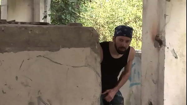 two horny euro lesbians get ass fucjed by two studs in abandoned building